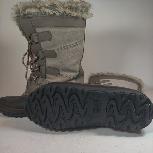 Khombu Womens North Star Waterproof Winter Boots Tan Sz 9, Leather, Fur inside. - Picture 1 of 10